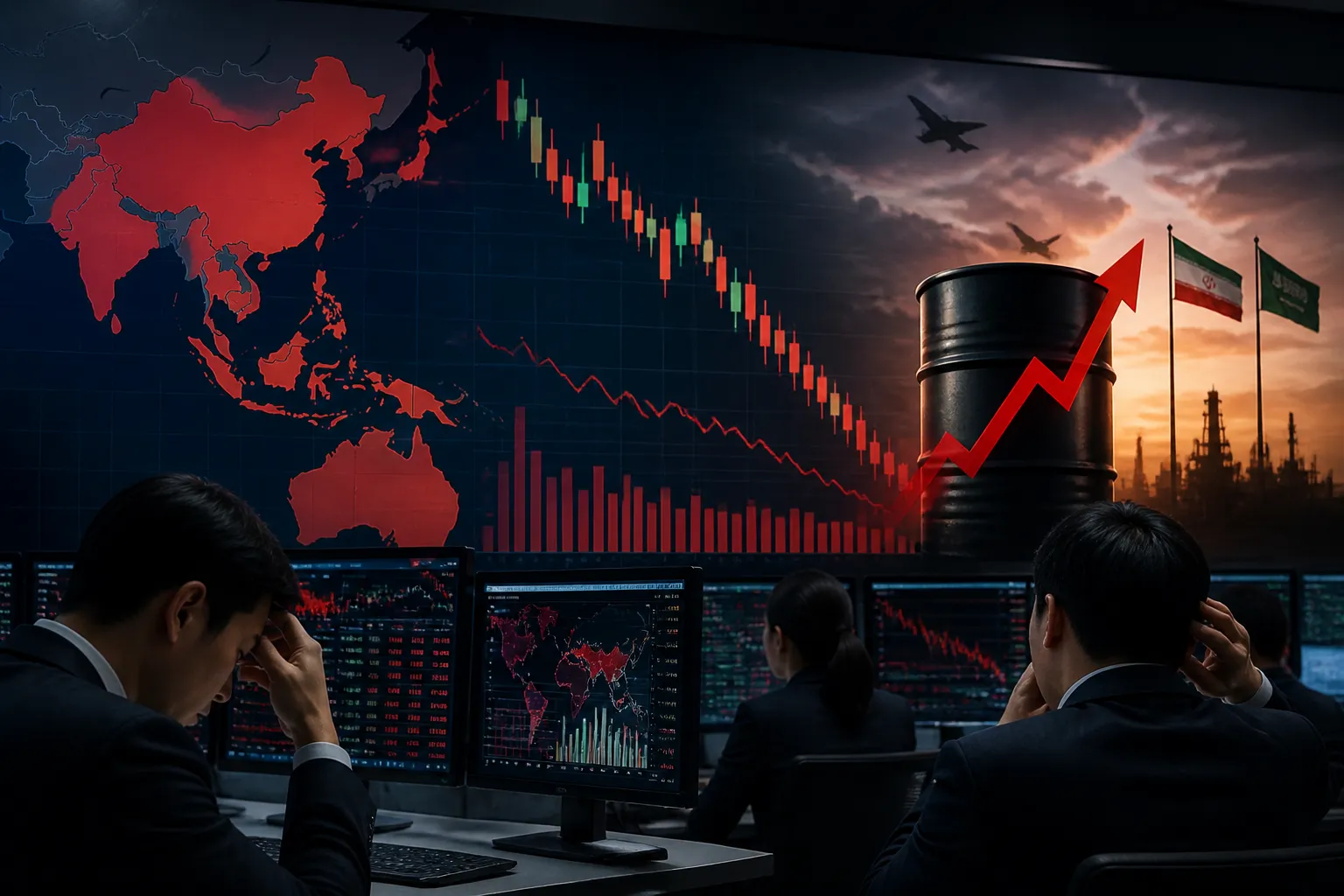 Asian stock markets pressured by tech selloff, rising oil prices and Middle East tensions