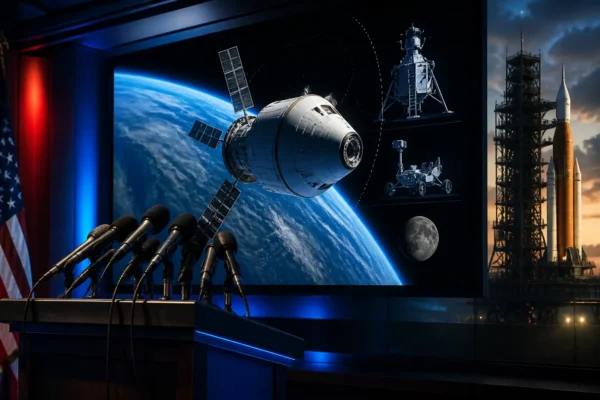 NASA Artemis III mission update with Orion, Earth orbit, and docking test visuals