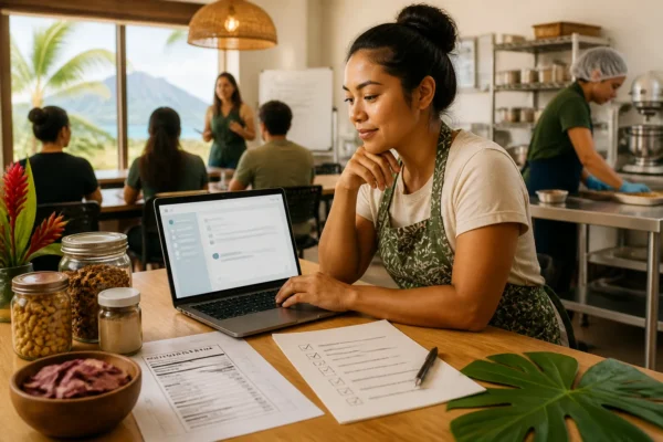 Hawaiʻi food entrepreneur using AI to draft a nutrition label and food safety plan