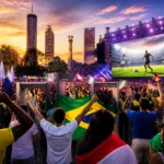 Fans gather at an Atlanta fan festival near Centennial Olympic Park for a World Cup opening-day watch party.