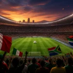 A packed Mexico City Stadium glowing under floodlights before the World Cup 2026 opening match.