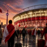 Fans gather outside Toronto Stadium on World Cup opening day as Canada prepares to play on June 12, 2026.
